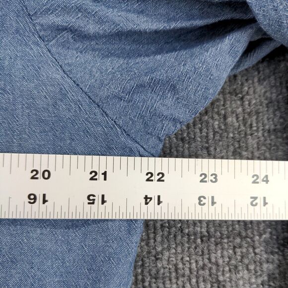 Fly Cattleman Pearl Snaps Button Down Shirt Long Sleeve Mens Size M Blue - Picture 6 of 12